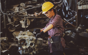 Woman working on the assembly line